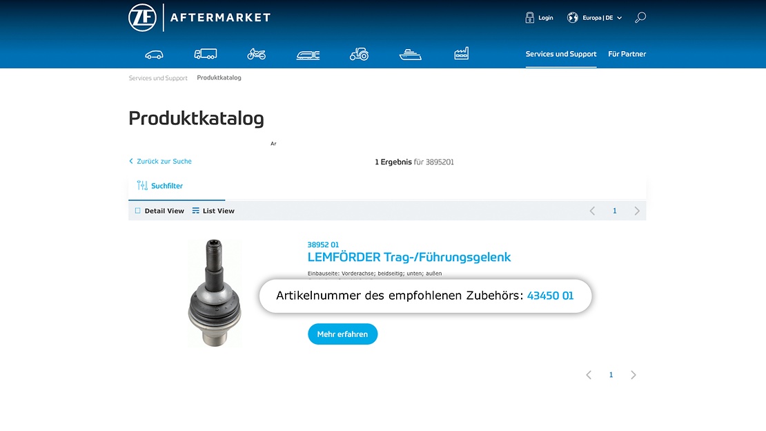 Verlinkung des ServicePacks im Produktkatalog