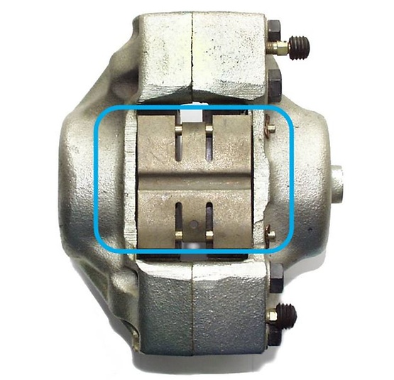 Bremssattel mit Belag-Haltefedern – Draufsicht