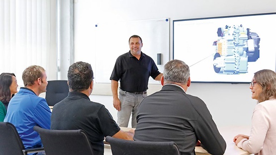 training for agriculture machinery in conference room